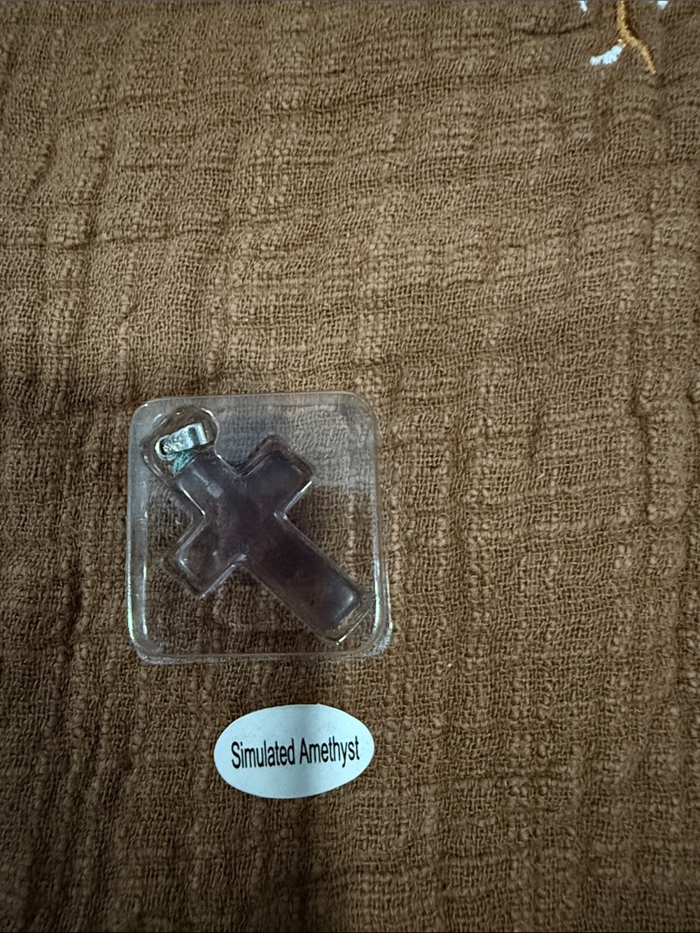 Simulated Amethyst Cross Pendant - Purple